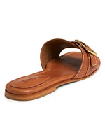 Wavy Buckle-Accented Leather Sandals