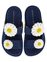 Margarita Denim Flower Sandals