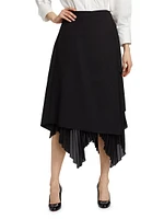 Pleated Wool-Blend Midi-Skirt