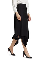 Pleated Wool-Blend Midi-Skirt