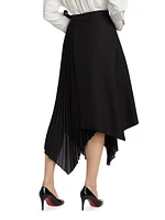 Pleated Wool-Blend Midi-Skirt