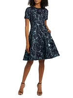 Metallic Marine Jacquard Minidress