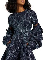 Metallic Marine Jacquard Minidress