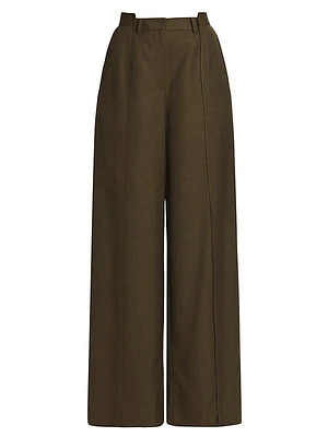 Stepped Waistband Straight-Leg Pants