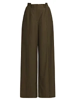 Stepped Waistband Straight-Leg Pants