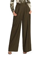 Stepped Waistband Straight-Leg Pants