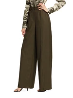 Stepped Waistband Straight-Leg Pants