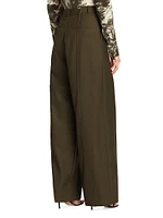 Stepped Waistband Straight-Leg Pants