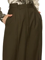 Stepped Waistband Straight-Leg Pants