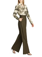 Stepped Waistband Straight-Leg Pants