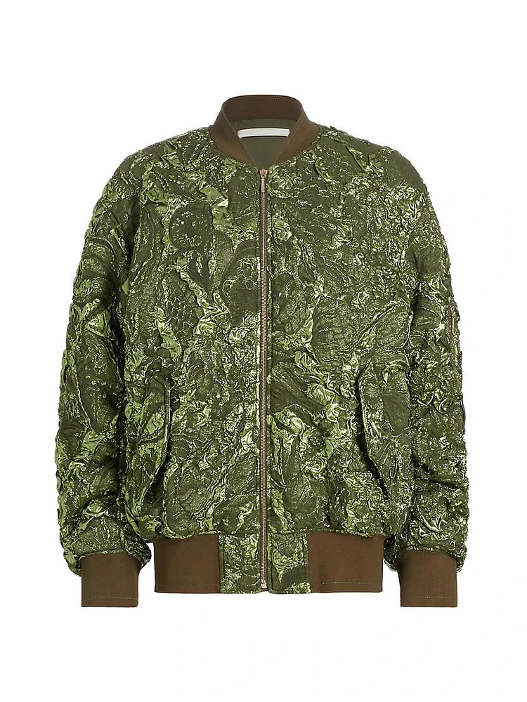 Metallic Jacquard Bomber Jacket