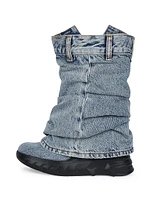 Shark Lock Biker Low Heel Ankle Boots Jeans