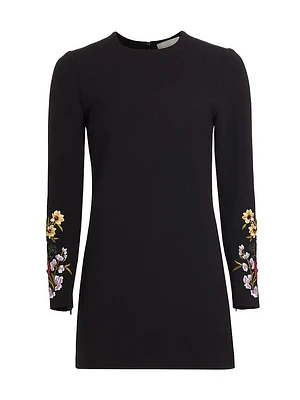 Lily Embroidered & Sequined Stretch Crepe Minidress