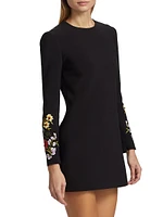 Lily Embroidered & Sequined Stretch Crepe Minidress