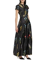 Marta Floral Mikado Fit & Flare Gown