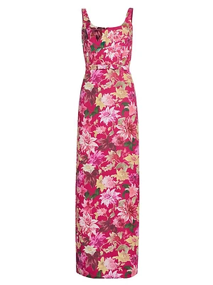 Lana Floral Belted Column Gown