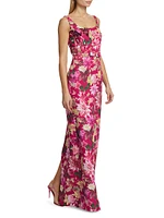 Lana Floral Belted Column Gown