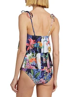 Neon Jungle Tie Tankini Top