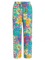 Helena Floral Straight-Leg Pants