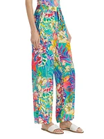 Helena Floral Straight-Leg Pants