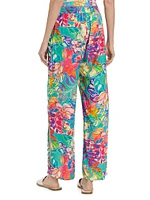 Helena Floral Straight-Leg Pants