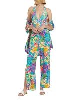 Helena Floral Straight-Leg Pants