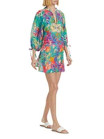 Helena Floral Cotton-Silk A-Line Minidress