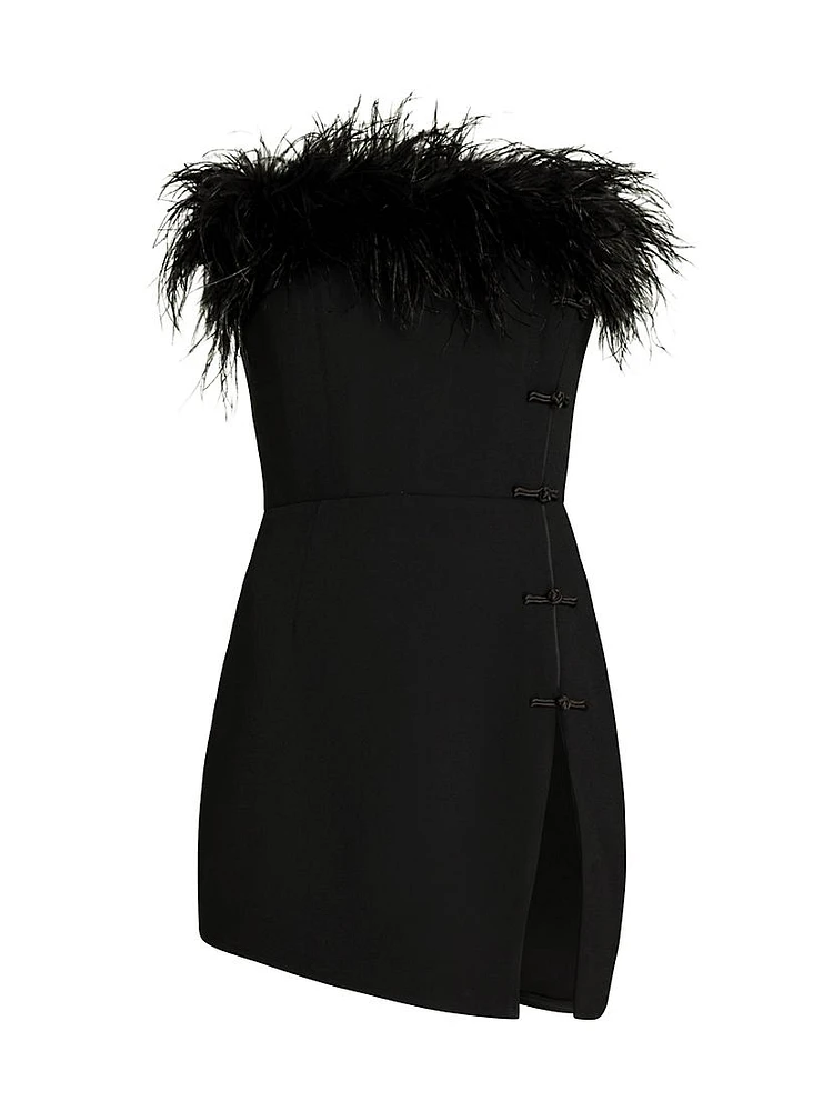 Ima Feather-Trim Strapless Minidress