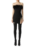 Ima Feather-Trim Strapless Minidress