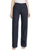 Dara Crystal Fringe Straight-Leg Jeans