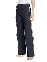 Dara Crystal Fringe Straight-Leg Jeans