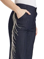 Dara Crystal Fringe Straight-Leg Jeans