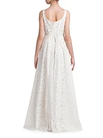 Linen-Blend Eyelet A-Line Gown