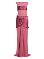 Layered Chiffon & Charmeuse Gown