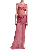 Layered Chiffon & Charmeuse Gown