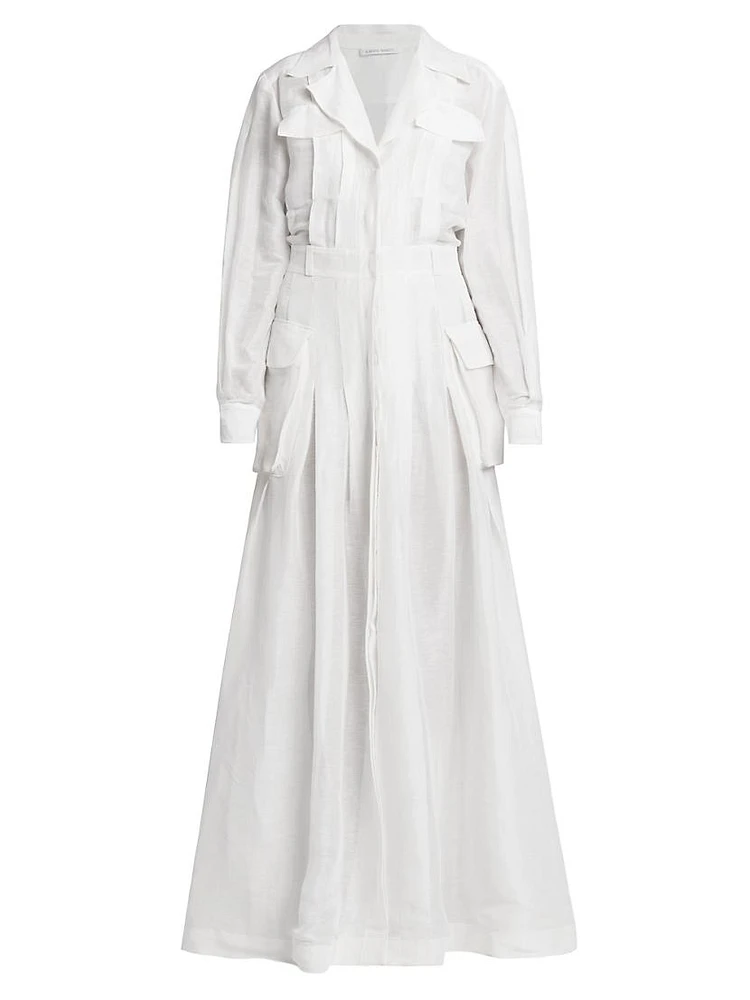 Collared Linen & Silk Gown