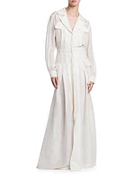 Collared Linen & Silk Gown