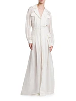 Collared Linen & Silk Gown