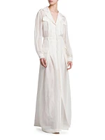 Collared Linen & Silk Gown