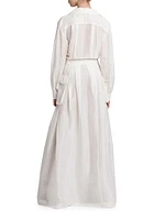 Collared Linen & Silk Gown