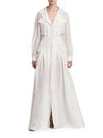 Collared Linen & Silk Gown