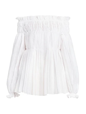 Pleated Off-the-Shoulder Blouse