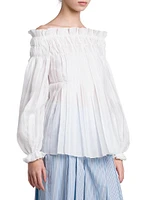 Pleated Off-the-Shoulder Blouse