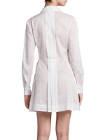 Pleated Cotton Mini Shirtdress