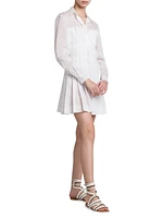 Pleated Cotton Mini Shirtdress