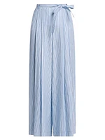 Striped Cotton Wide-Leg Trousers