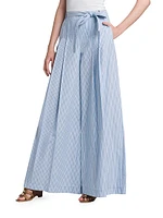 Striped Cotton Wide-Leg Trousers