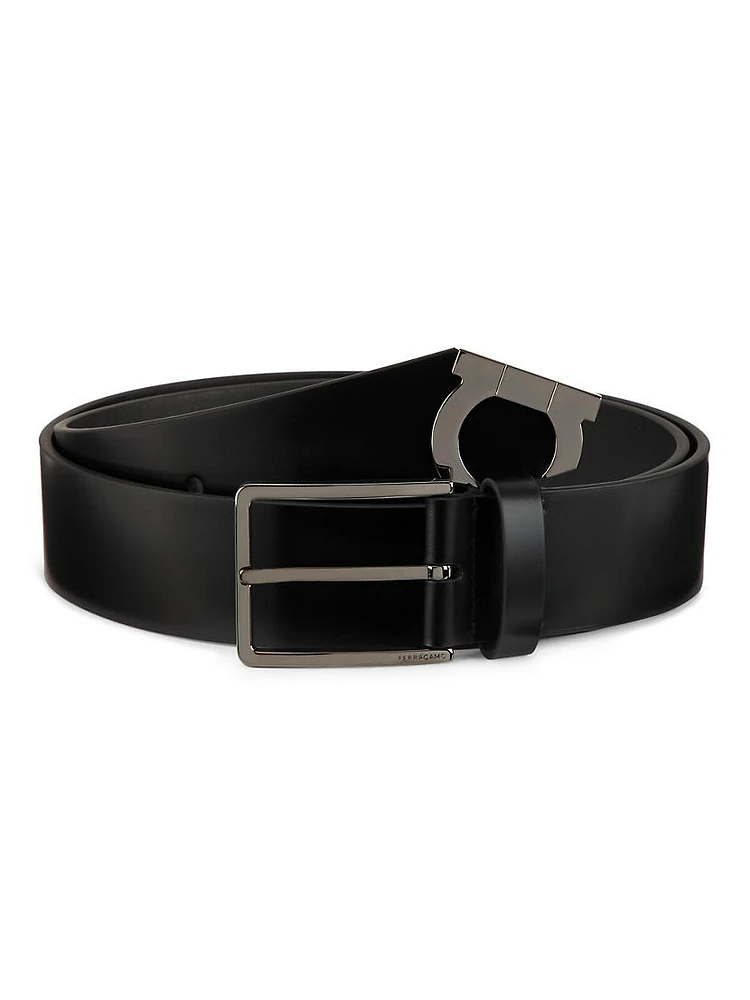 Leather Cut-to-Size Brass Buckle Belt