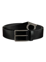 Leather Cut-to-Size Brass Buckle Belt