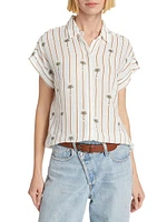 Jamie Striped Button-Front Top